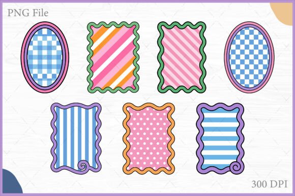 Download Retro Wavy Pattern Frame Clipart PNG Set - Premium Bundle