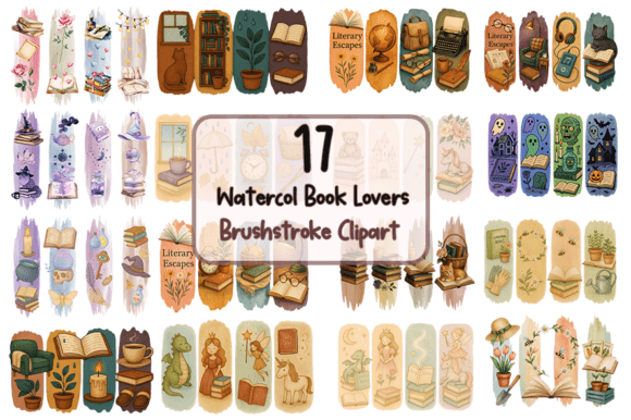 Download Book Lovers Brushstroke Clipart Bundle - Premium Resources