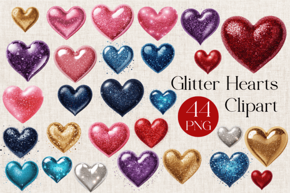 Download 44 Glitter Hearts Clipart, Valentine - Valentine Collection