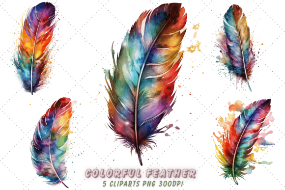 Download Colorful Feather Vintage Watercolor Art - Vintage watercolor art Collection